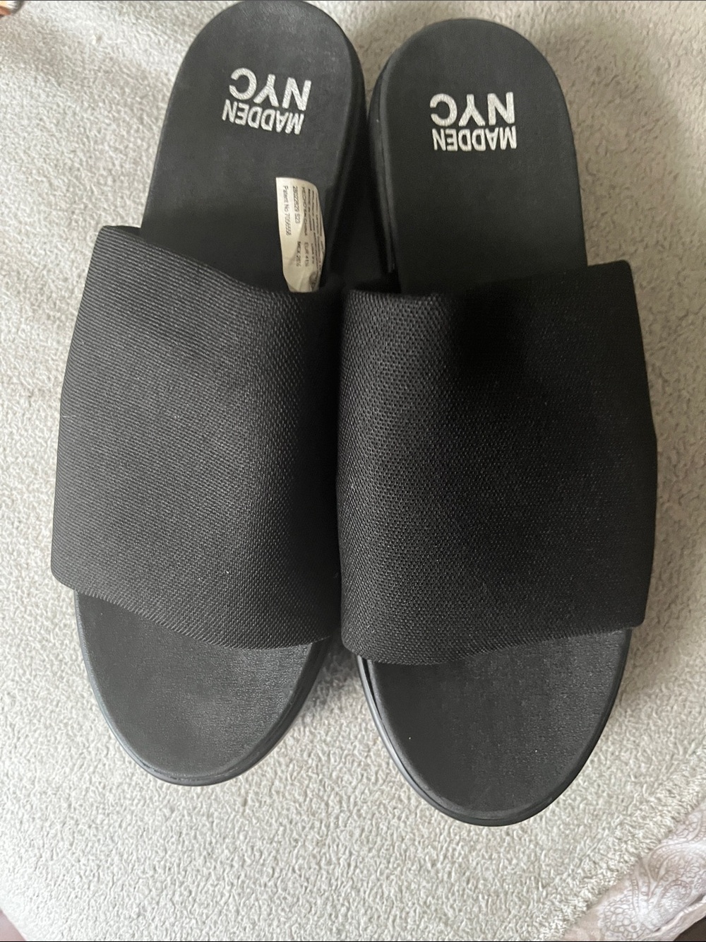 INC International Concepts Black Wedge Slide Sandals